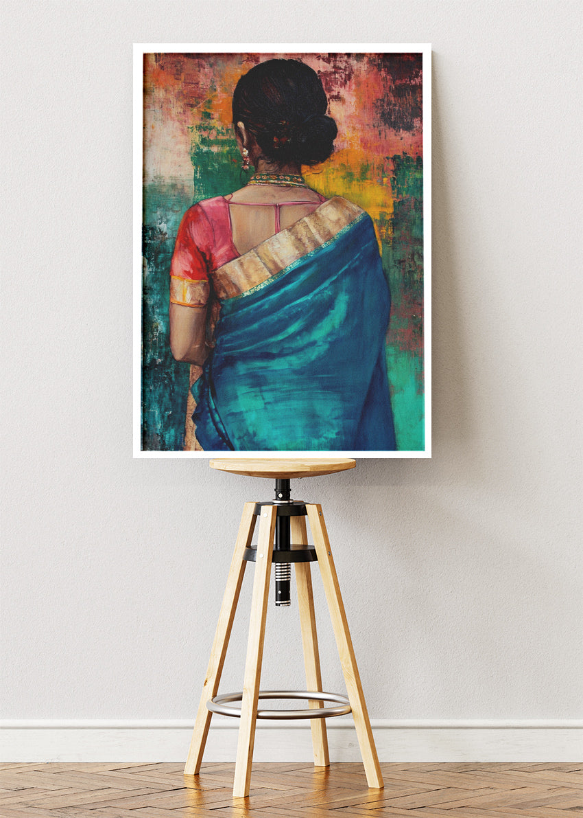 Emerald Saree Grace Canvas & Poster Print – AI PRINT LAB