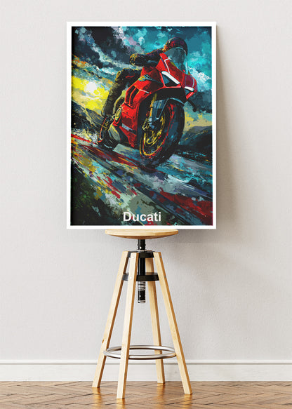 Ducati Superbike Storm Motion Wall Art Poster & Canvas