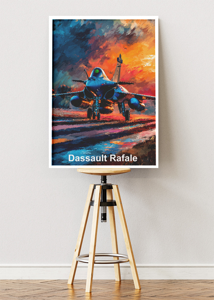 Dassault Rafale Sunset Fighter Jet Poster & Canvas Print – Vibrant Aviation Art – Aiprintlab