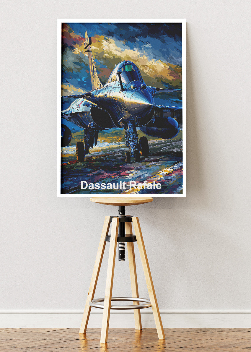 Dassault Rafale Storm Runway Poster & Canvas Print – Metallic Fighter Jet Artwork – Aiprintlab