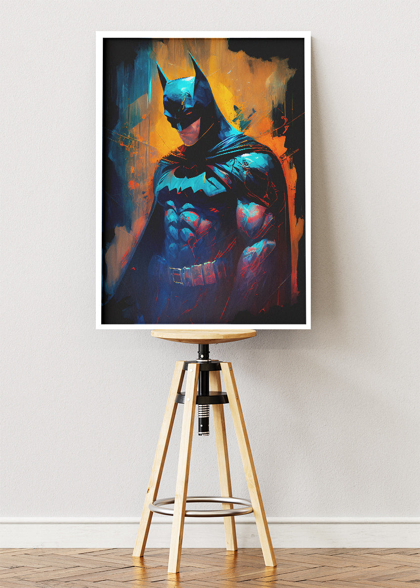 Batman – Electric Shadow Portrait Canvas & Poster Print – AI PRINT LAB
