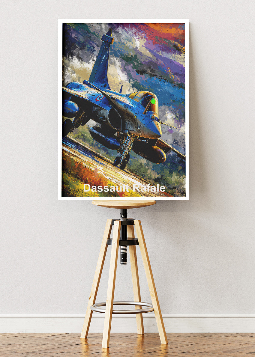 Dassault Rafale Sunset Ascent Poster & Canvas Print – Vibrant Fighter Jet Artwork – Aiprintlab