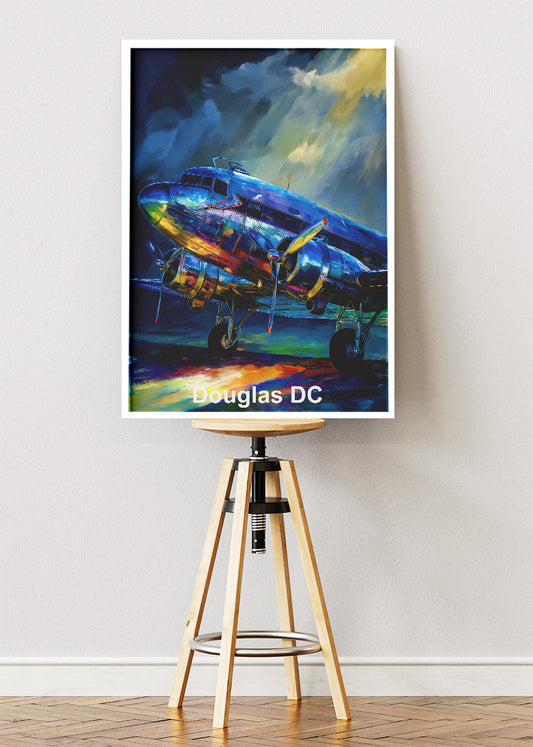 Douglas DC Vintage Aircraft Poster & Canvas Print – Classic Propeller Plane Art – Aiprintlab