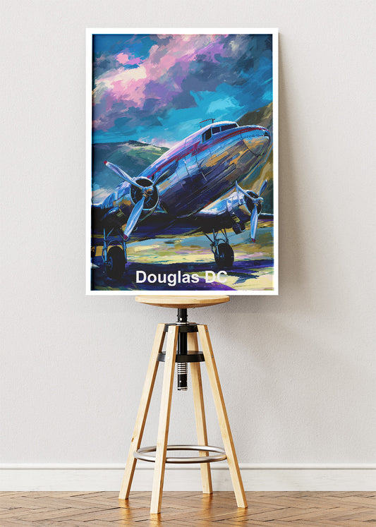Douglas DC Classic Aircraft Poster & Canvas Print – Vintage Propeller Plane Art – Aiprintlab