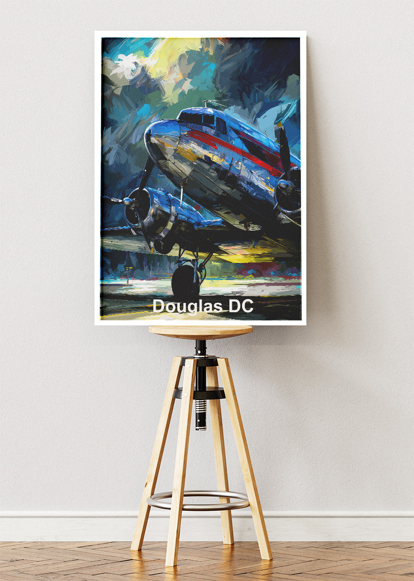 Douglas DC Vintage Aircraft Poster & Canvas Print – Classic Propeller Plane Art – Aiprintlab