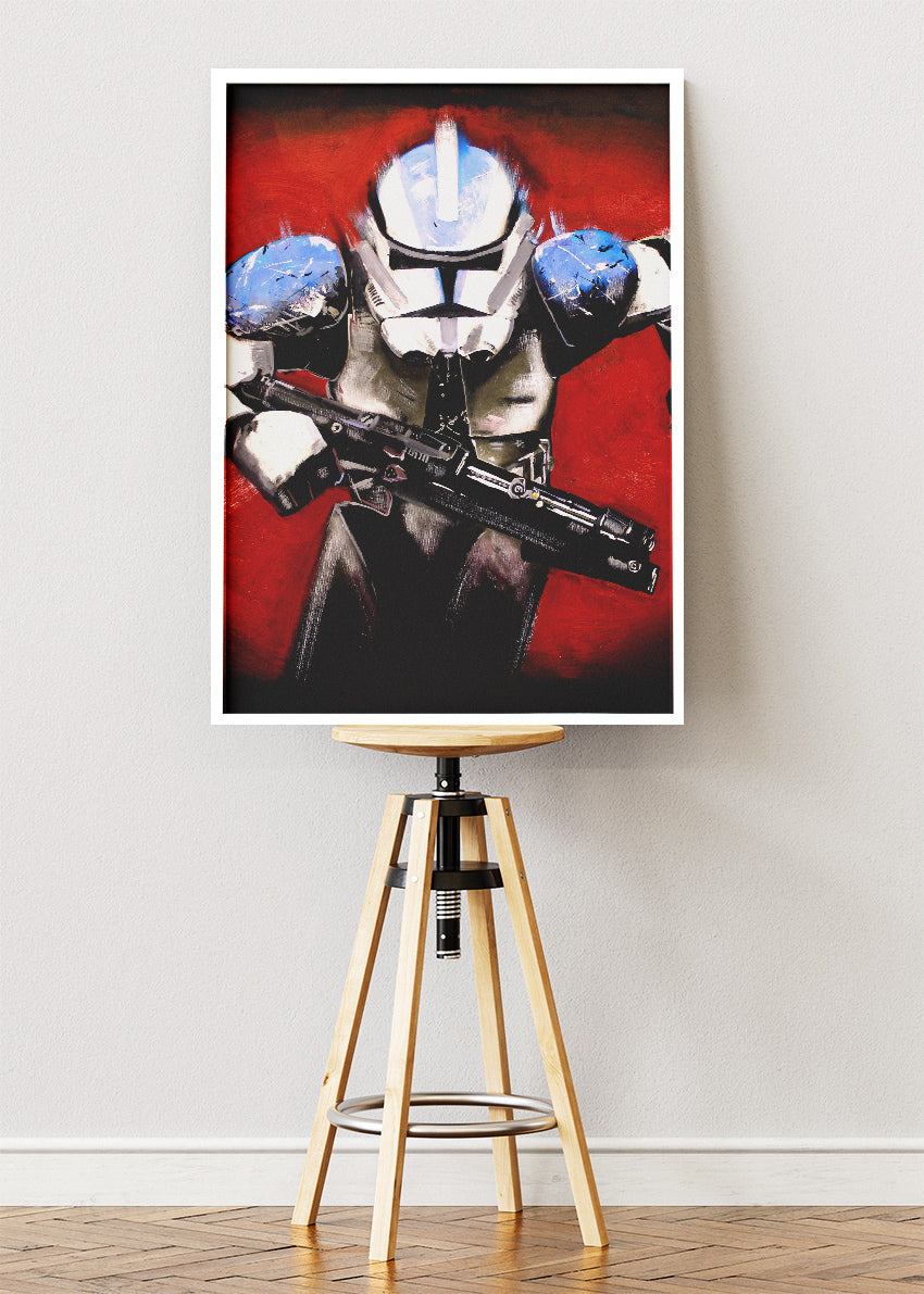 Clone Trooper – Red Battle Portrait Canvas & Poster Print – AI PRINT LAB