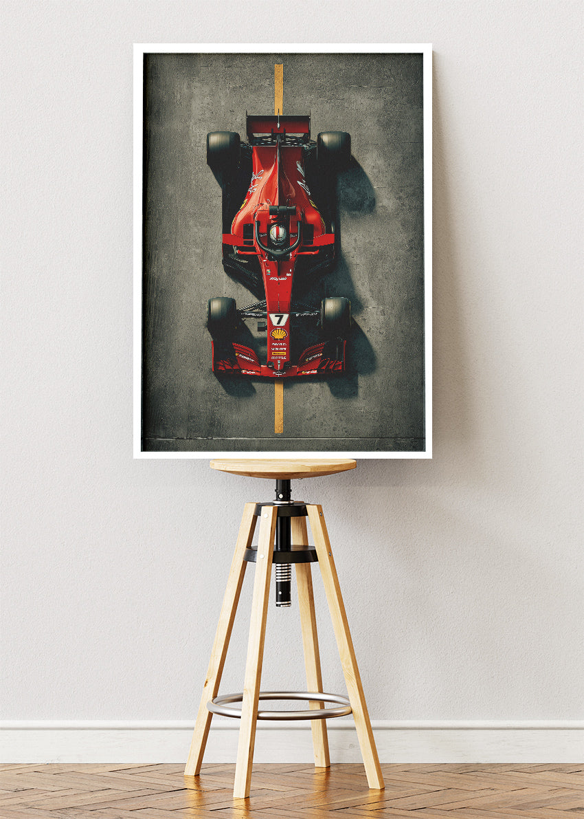 Ferrari Formula 1 Minimal Poster Canvas Print – Top View F1 Car Wall Art – AI PRINT LAB