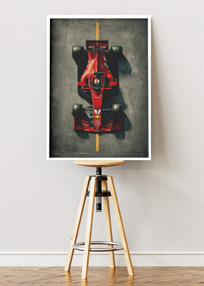 Ferrari Formula 1 Minimal Poster Canvas Print – Top View F1 Car Wall Art – AI PRINT LAB