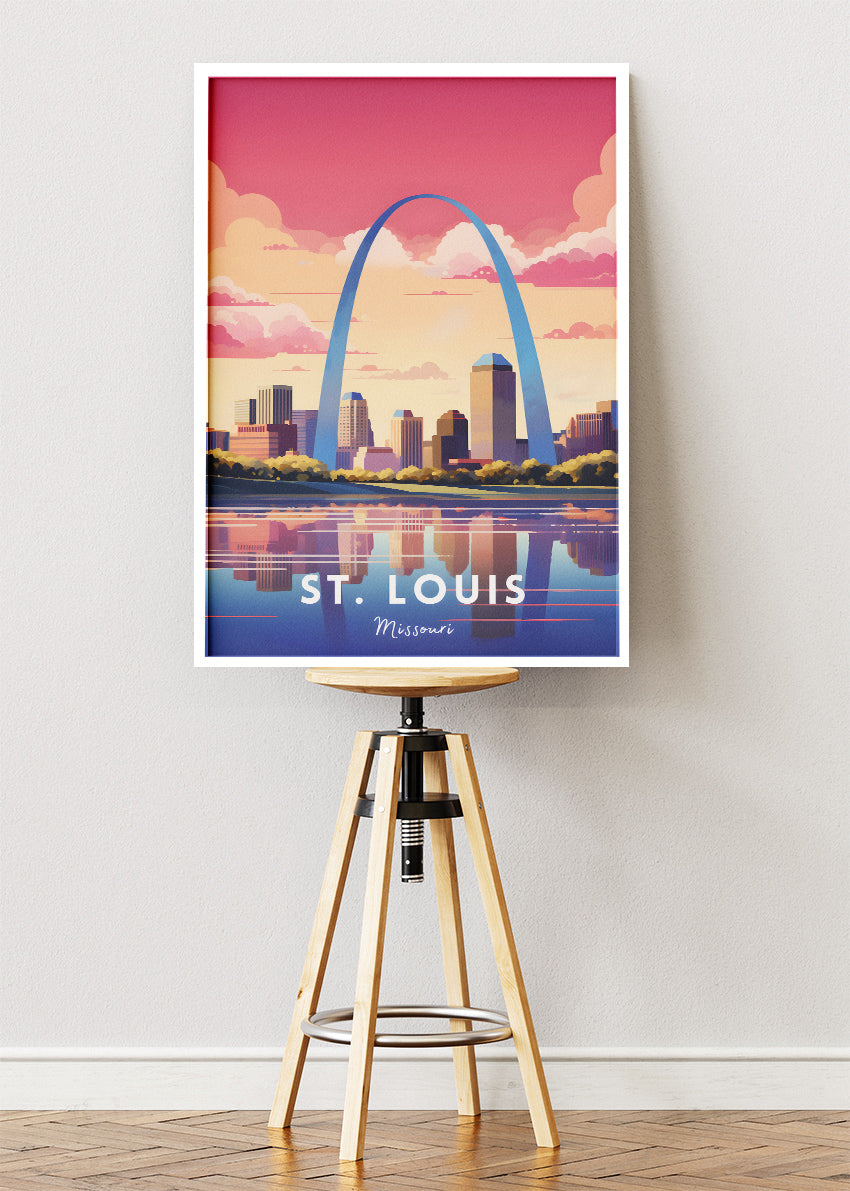 St. Louis Missouri Poster & Canvas Print – Gateway Arch Sunset Skyline Wall Art