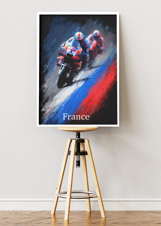 France Motorcycle Racing Duel Wall Art Poster & Canvas
