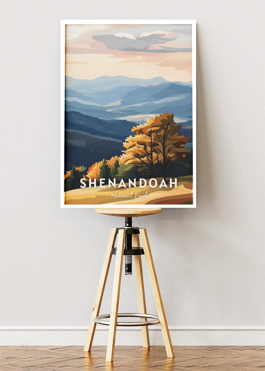 Shenandoah National Park Poster & Canvas Print – Illustrated Blue Ridge Mountains Wall Art