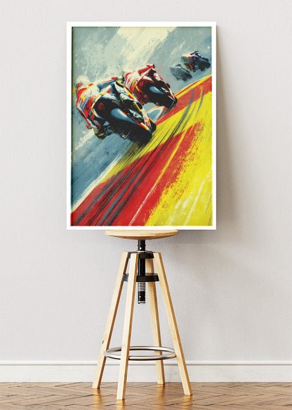 Spain Motorcycle Racing Motion Wall Art Poster & Canvas