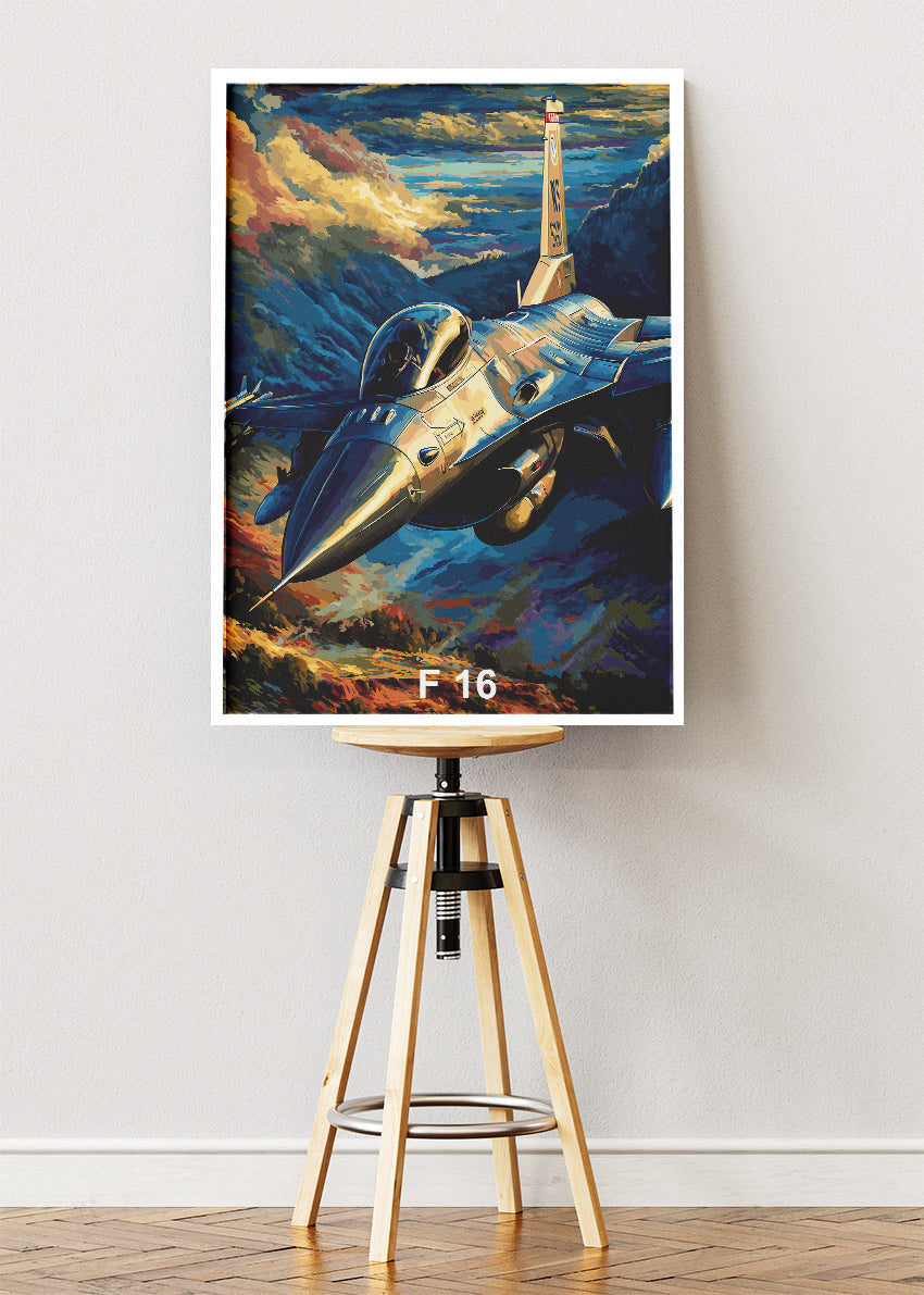 F-16 Fighting Falcon Jet Poster & Canvas Print – Modern Fighter Aircraft Art – Aiprintlab