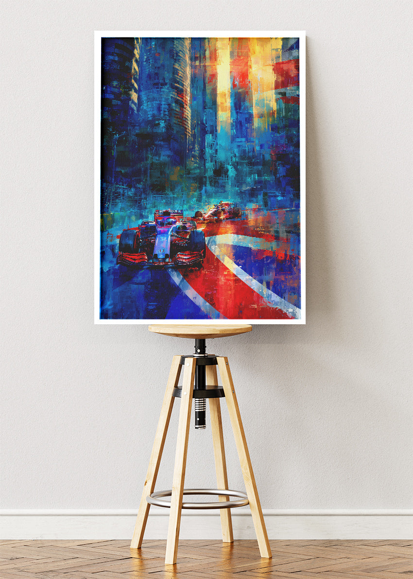Formula 1 Urban Night City Poster Canvas Print – Abstract Racing Wall Art – AI PRINT LAB