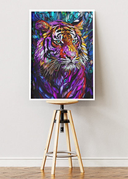 Colorful Mosaic Tiger Art Poster & Canvas Print – Vibrant Wildlife Wall Decor