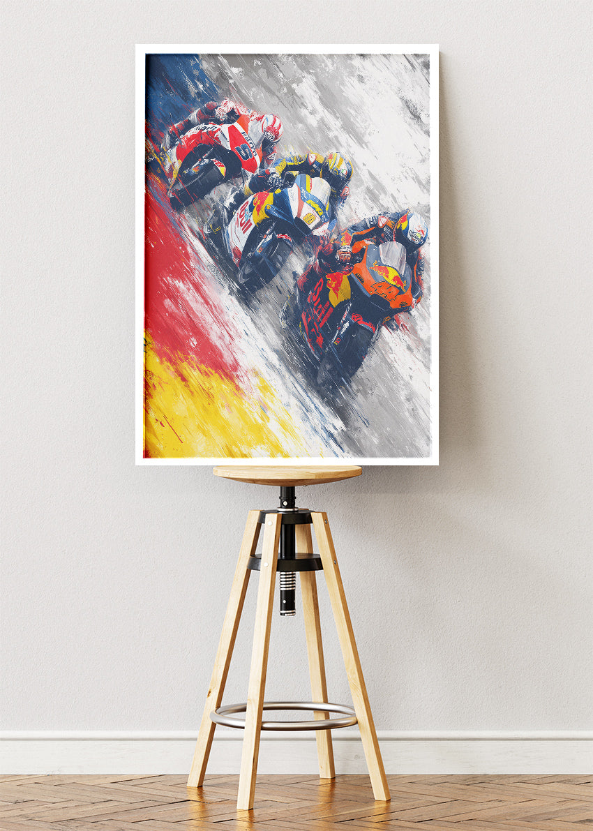 Spain Motorcycle Racing Pack Motion Wall Art Poster & Canvas