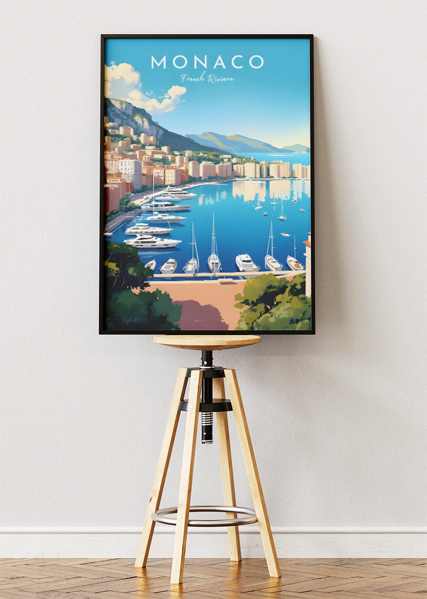 Monaco French Riviera Poster & Canvas Print – Luxury Coastal Travel Art