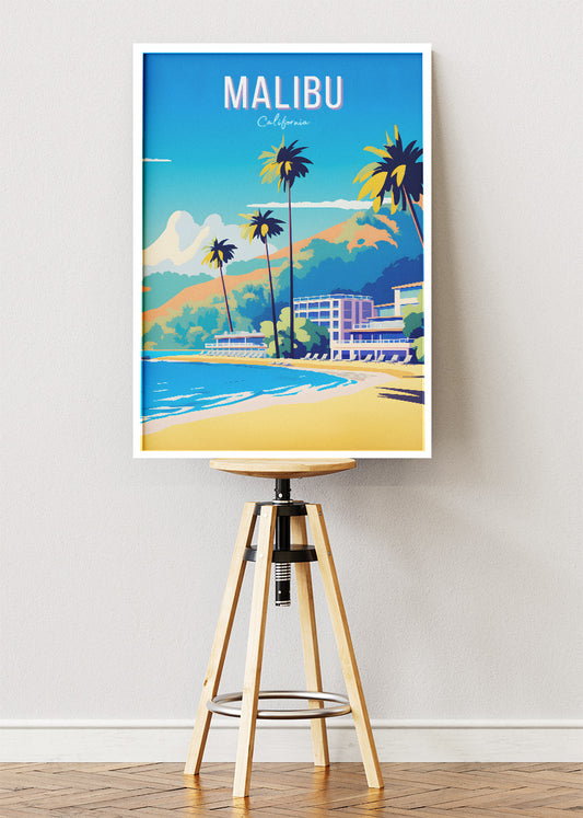 Malibu California Poster & Canvas Print – Coastal Beach Wall Art