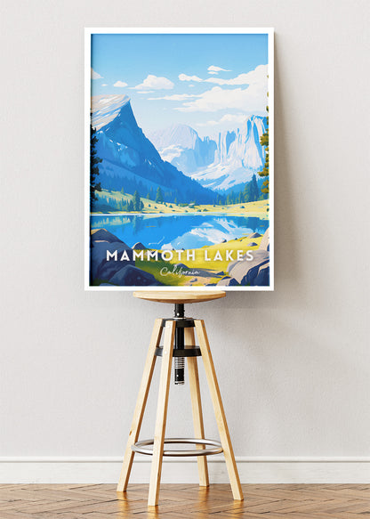Mammoth Lakes California Poster & Canvas Print – Mountain Lake Landscape Illustration Wall Art