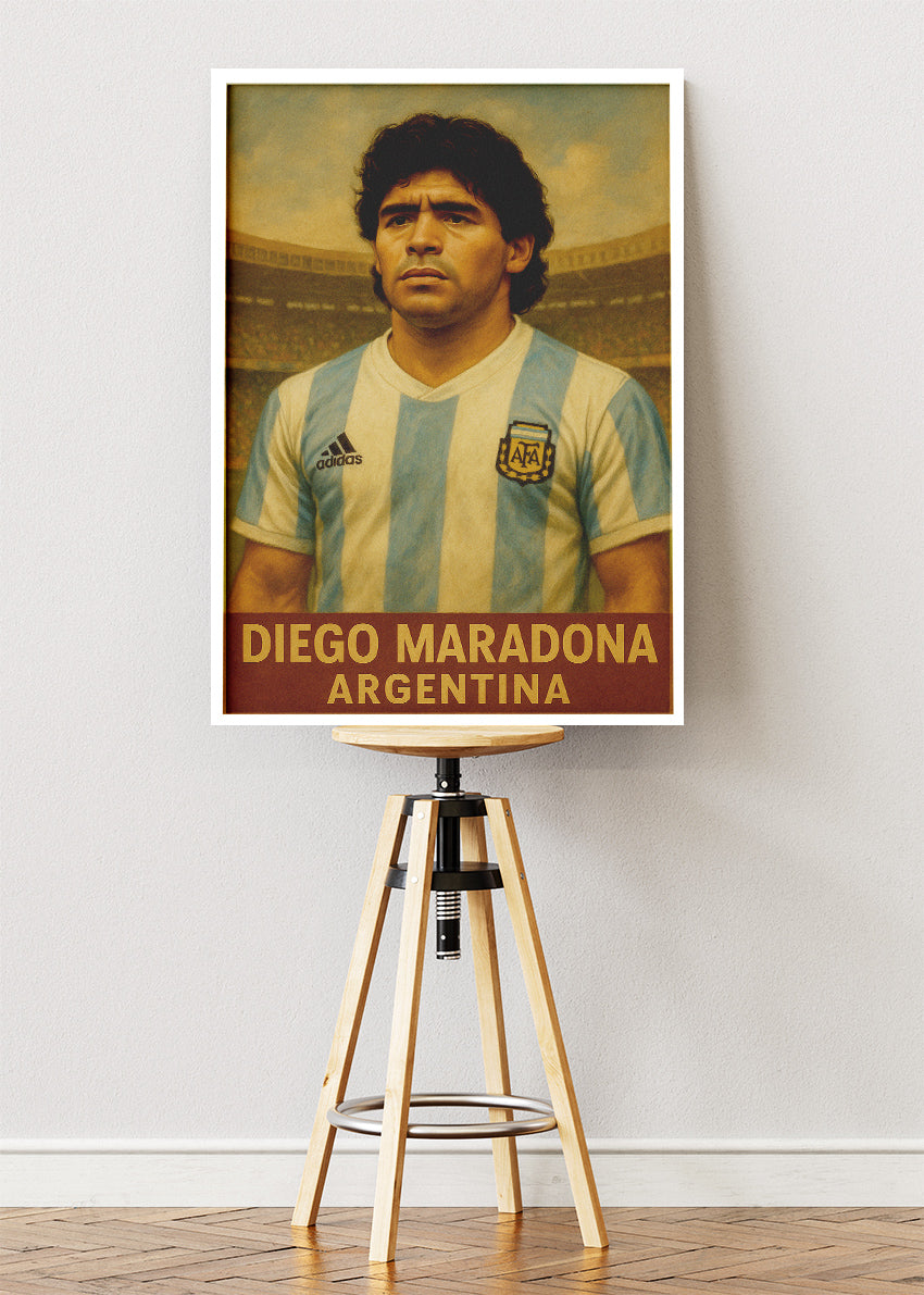Diego Maradona Argentina Football Wall Art | Legendary World Cup Icon Poster & Canvas