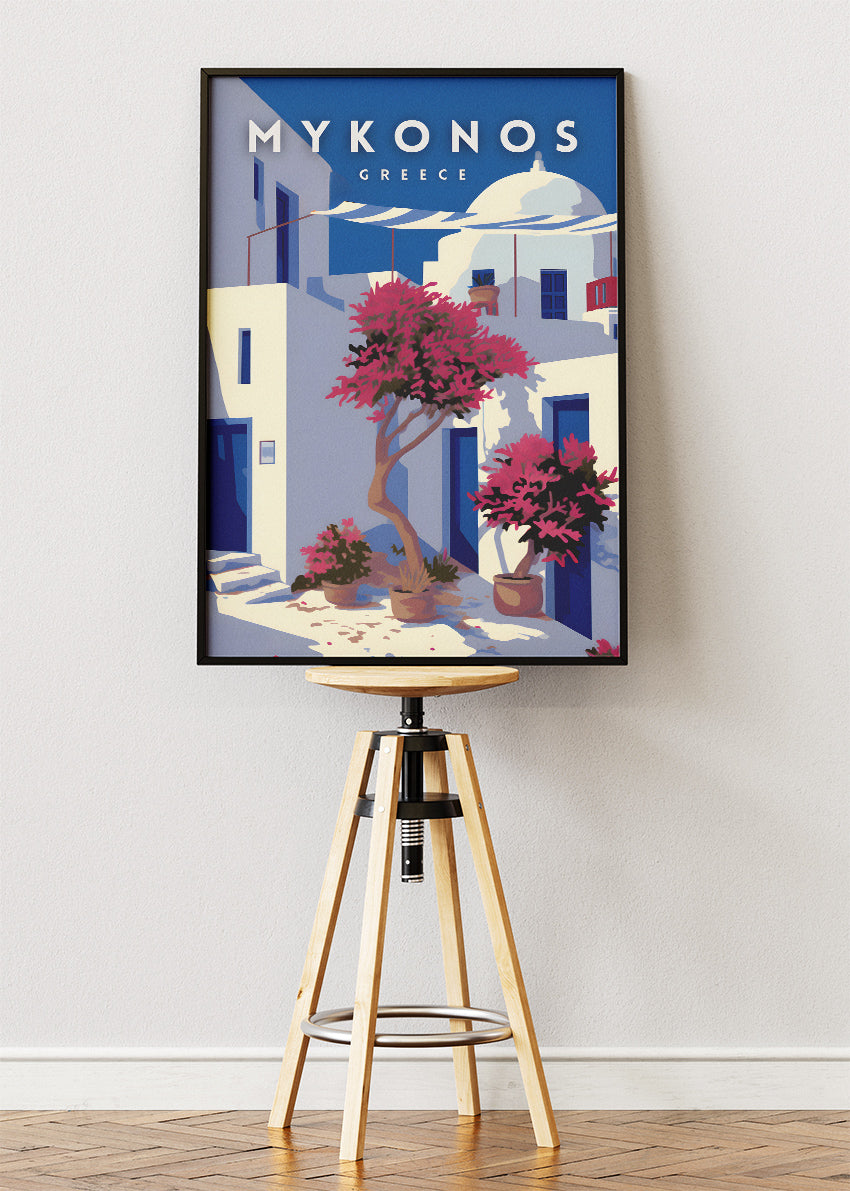 Mykonos Greece Poster & Canvas Print – Greek Island Travel Art