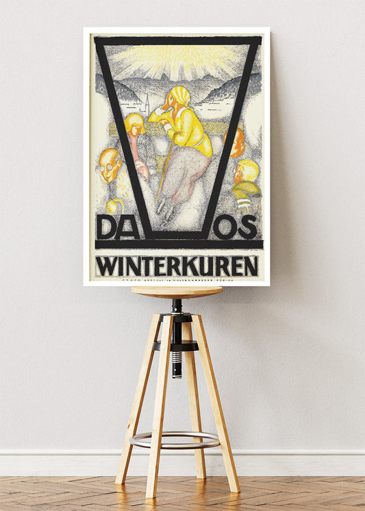 Davos Switzerland Poster & Canvas Print – Vintage Winter Sports Travel Art