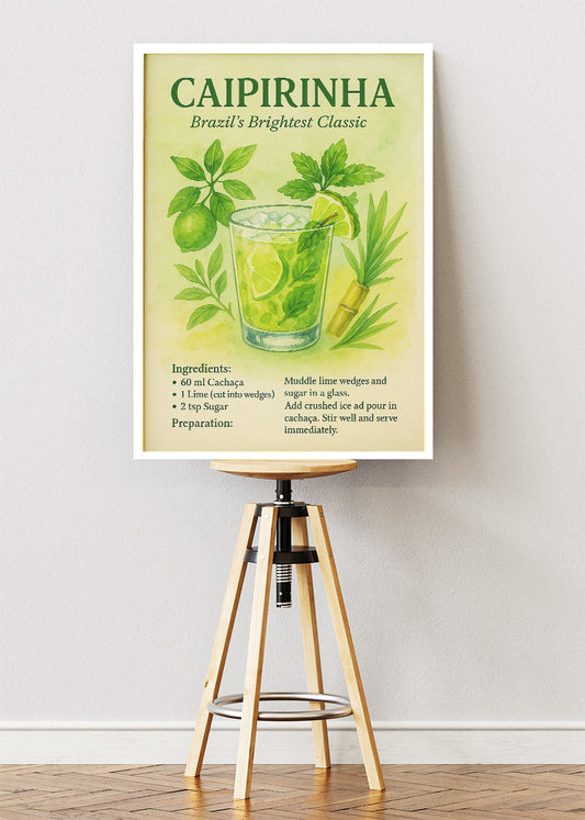 Caipirinha Botanical Cocktail Poster & Canvas Print | Brazil’s Brightest Classic Bar Art