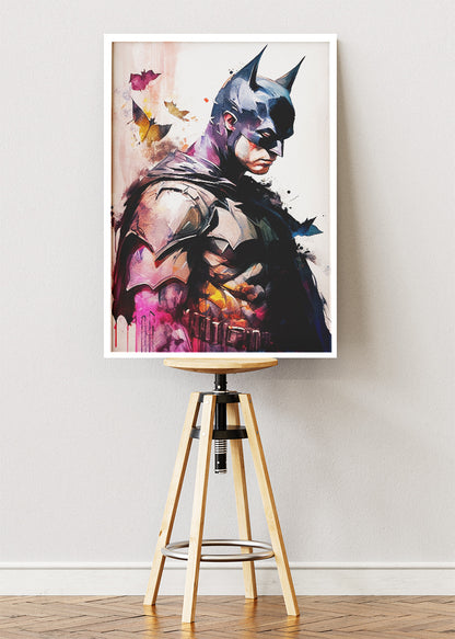 Batman – Watercolor Superhero Canvas & Poster Print – AI PRINT LAB