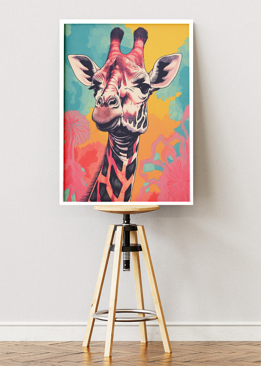 Colorful Giraffe Art Poster & Canvas Print – Vibrant Modern Animal Wall Decor