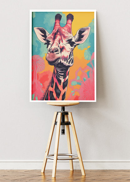 Colorful Giraffe Art Poster & Canvas Print – Vibrant Modern Animal Wall Decor