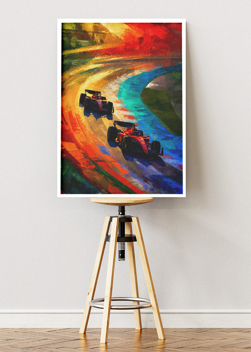 Formula 1 Color Motion Poster Canvas Print – Abstract Racing Wall Art – AI PRINT LAB
