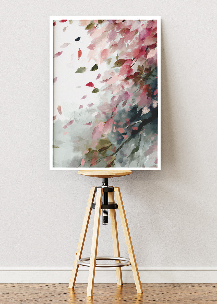 Blush Petal Breeze Wall Art – Soft Pink Impressionist Floral Canvas Print | Romantic Modern Poster