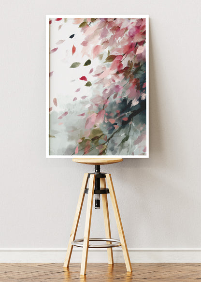 Blush Petal Breeze Wall Art – Soft Pink Impressionist Floral Canvas Print | Romantic Modern Poster