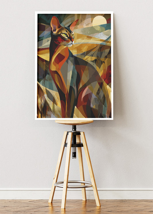 Abstract Geometric Cat Art Poster & Canvas Print – Modern Feline Wall Decor
