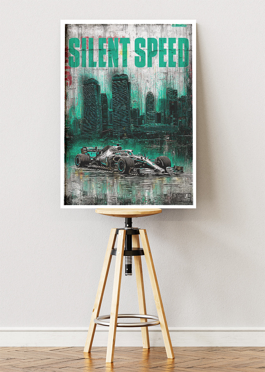 Silent Speed Formula 1 Poster Canvas Print – Modern Urban Racing Wall Art – AI PRINT LAB