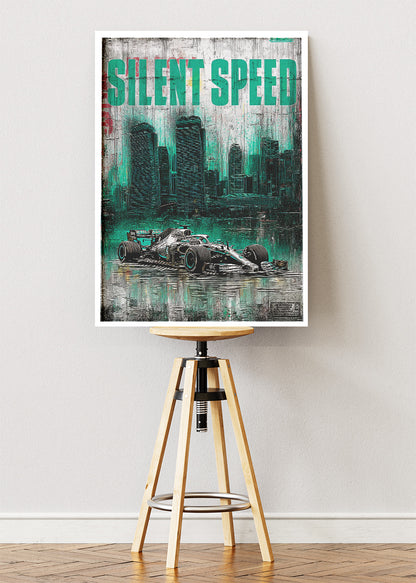 Silent Speed Formula 1 Poster Canvas Print – Modern Urban Racing Wall Art – AI PRINT LAB