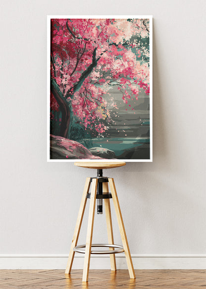 Japanese Cherry Blossom Tree Landscape Canvas & Poster Print – AI PRINT LAB