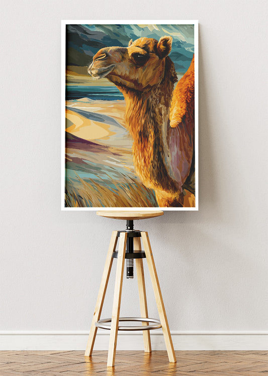 Desert Camel Poster & Canvas Print – Vintage Geometric Wildlife Art