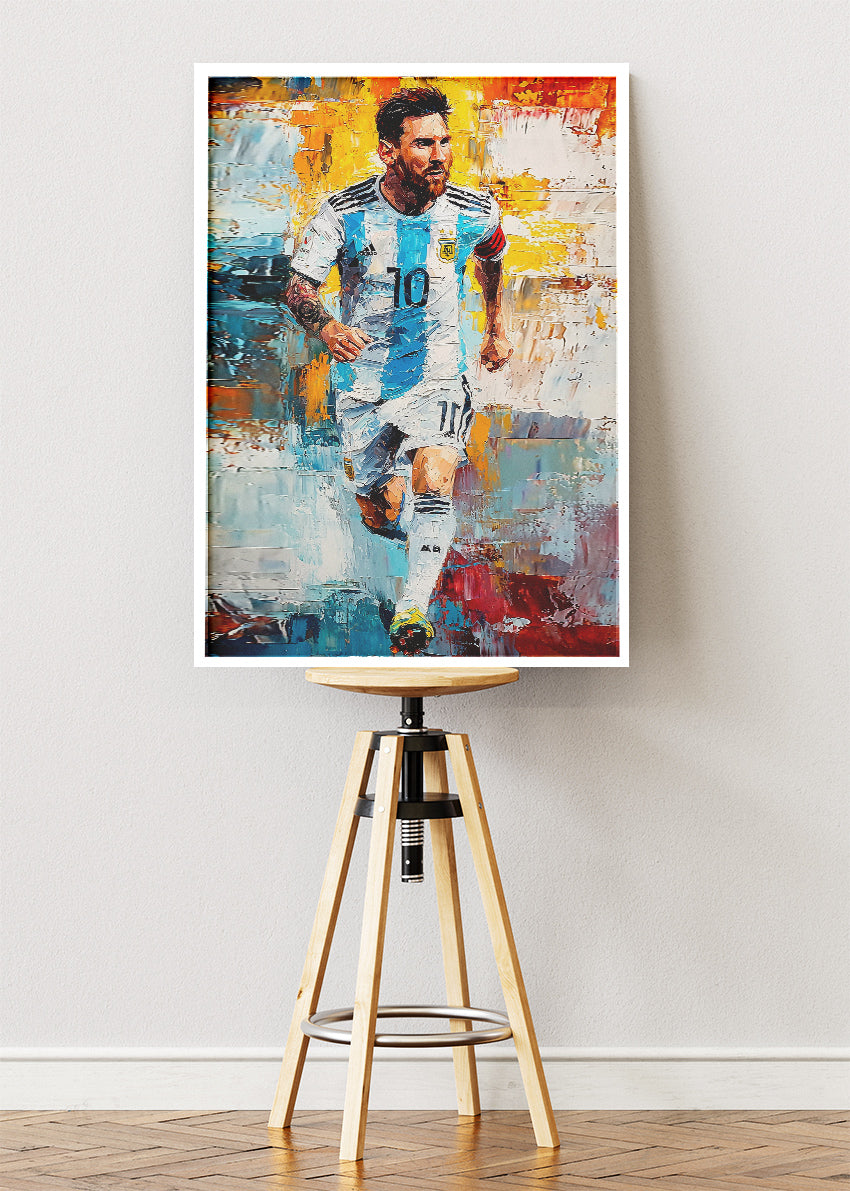 Lionel Messi Dynamic Action Wall Art | Expressive Football Art Poster & Canvas