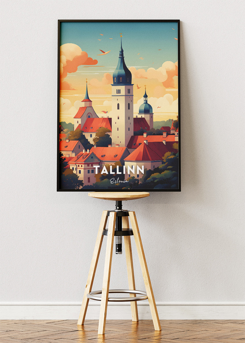 Tallinn Estonia Old Town Poster & Canvas Print – Vintage Nordic Travel Art