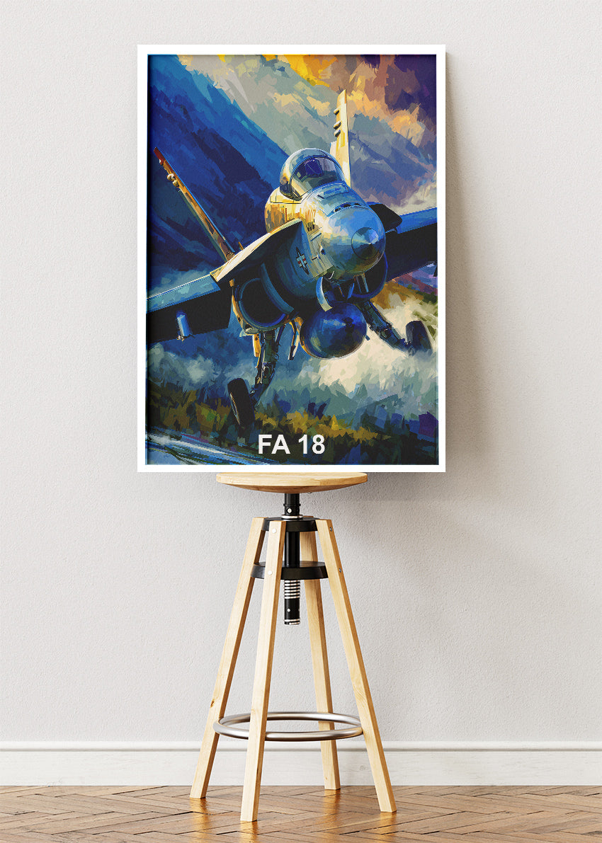 FA-18 Hornet Fighter Jet Poster & Canvas Print – Dynamic Aviation Wall Art