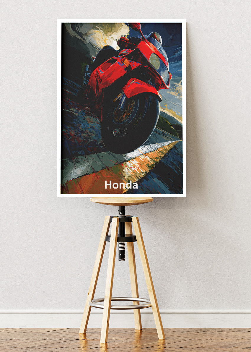 Honda Superbike Power Road Wall Art Poster & Canvas
