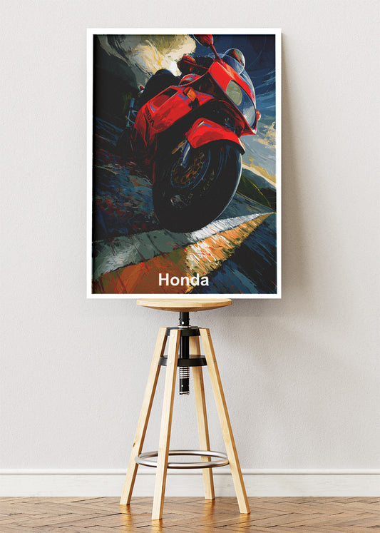 Honda Superbike Power Road Wall Art Poster & Canvas