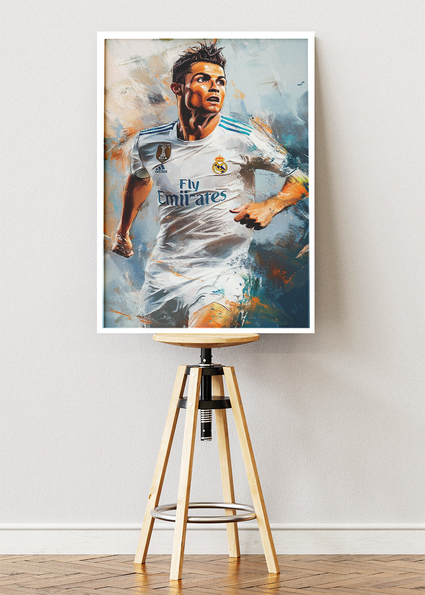 Real Madrid Football Legend Wall Art | Dynamic Action Sports Poster & Canvas