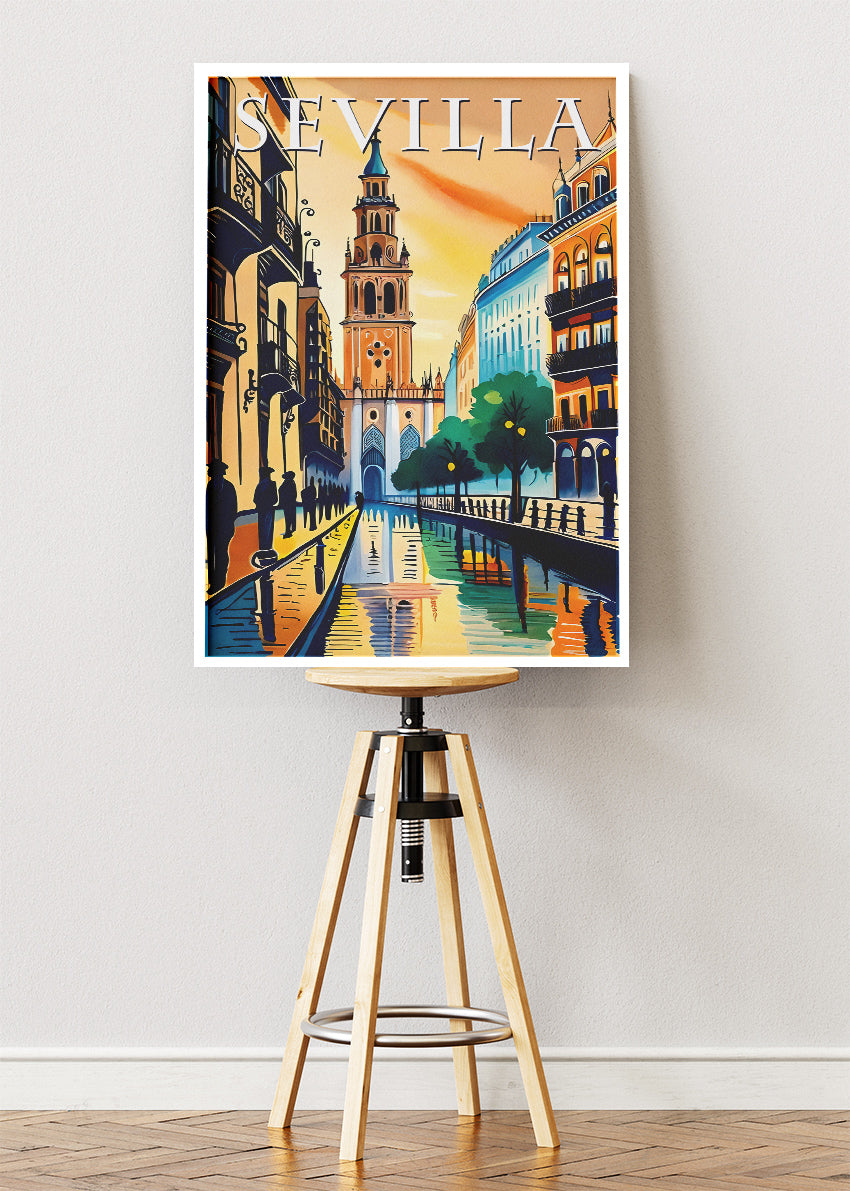 Sevilla Spain Poster & Canvas Print – Illustrated Andalusia City Art