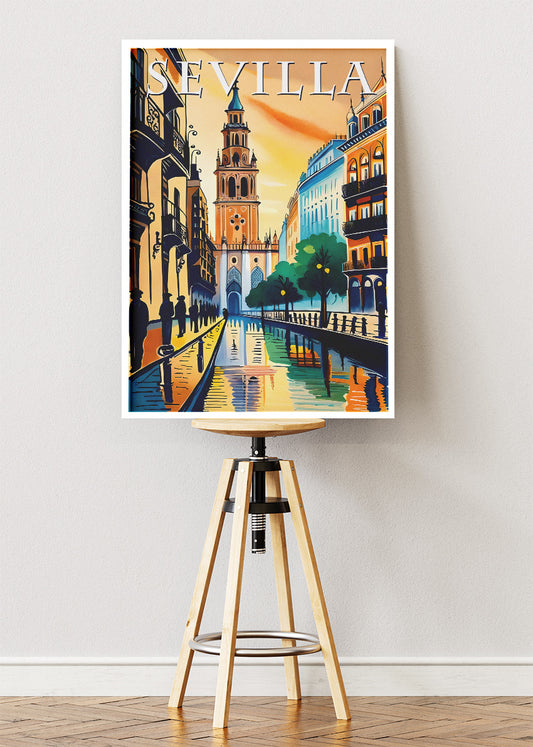 Sevilla Spain Poster & Canvas Print – Illustrated Andalusia City Art