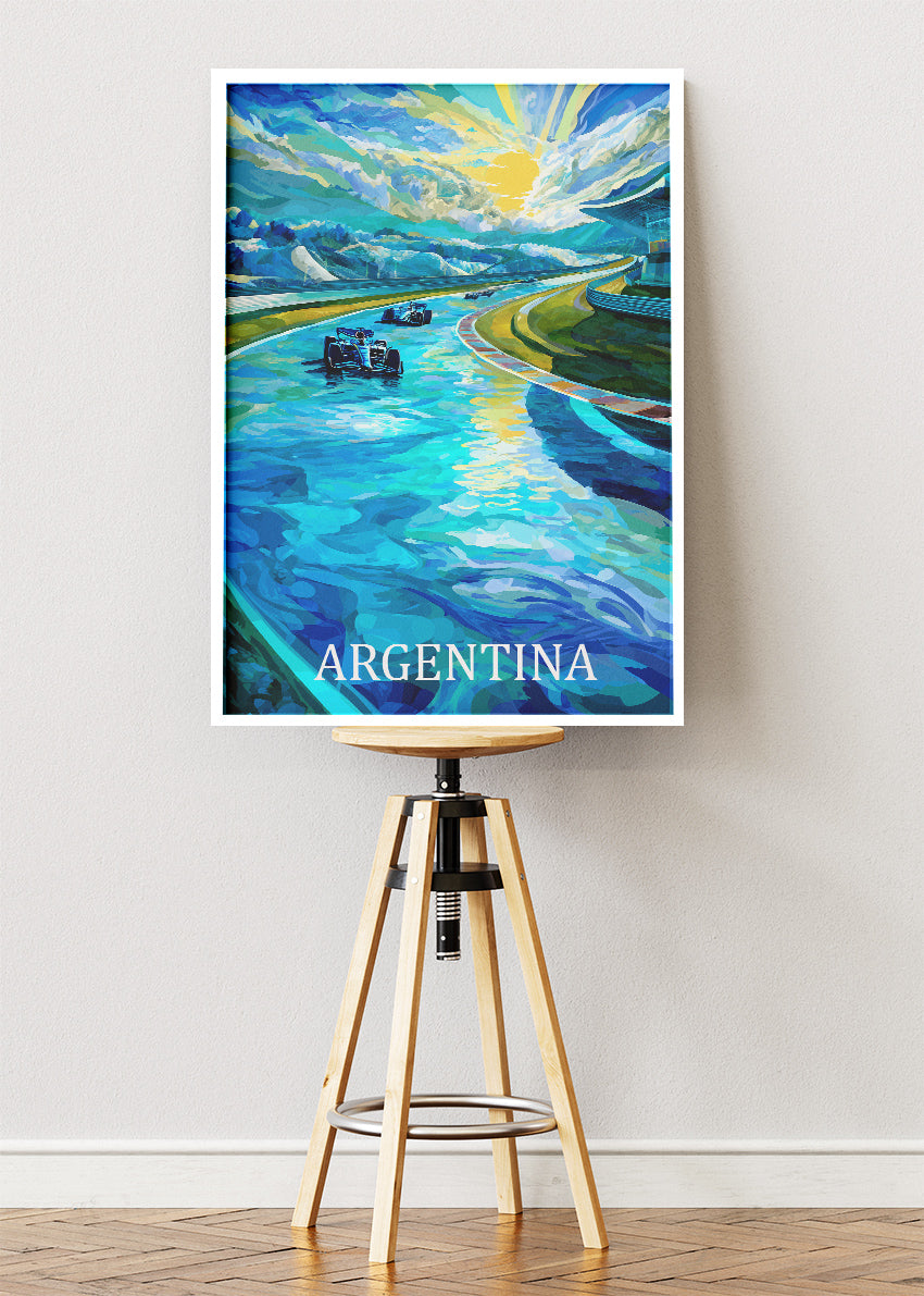Argentina Formula Racing Blue Horizon Poster & Canvas Print | Expressive Motorsport Wall Art