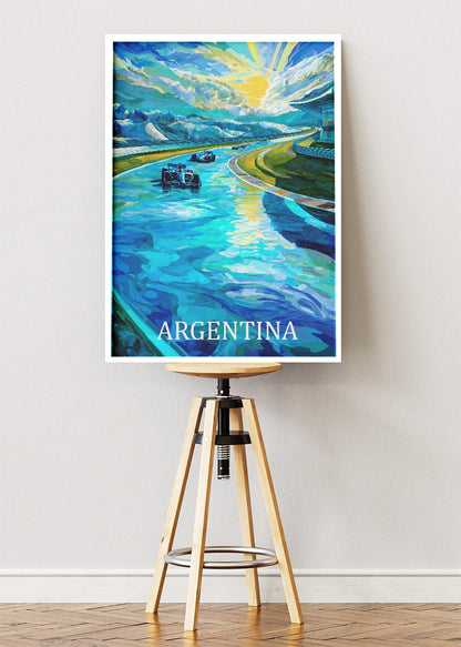 Argentina Formula Racing Blue Horizon Poster & Canvas Print | Expressive Motorsport Wall Art