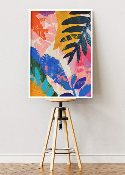 Colourful Abstract Botanical Wall Art – Modern Tropical Leaves Canvas Print & Contemporary Statement Poster for Living Room Decor UK