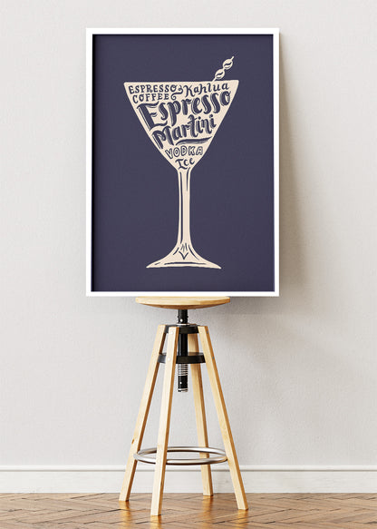 Espresso Martini Typography Poster & Canvas Print – Minimal Coffee Cocktail Wall Art